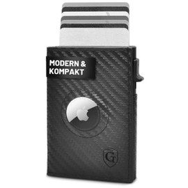 GenTo Smartlet Push Wallet with Coin Compartment Metal Case Slim Wallet TÜV Tested RFID NFC Protection Small Wallet Thin Slim Card Case, carbon, Modern