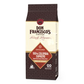 Don Francisco's Colombia Supremo Ground Coffee, Medium Roast – 100% Arabica, 12 oz Bag, Premium Coffee for Drip, Pour Over and French Press