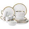 LOVECASA 16 Pieces Plates and Bowls Sets, Porcelain White and