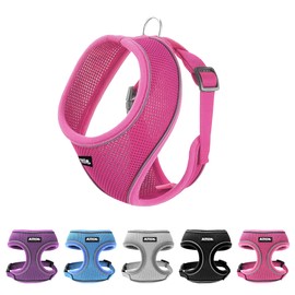 AIITLE Choke-Free Dog Vest Harness with Triple-Layer Mesh, Reflective & Adjustable Chest Belt, Easy On/Off for Pekingese, Schnauzer – Durable for Daily Walks, Parties (L, Hot Pink)