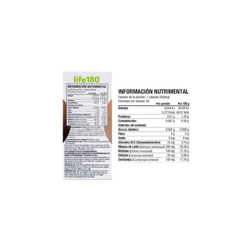Life180 Mushroom Complex con Melena de León y Cordyceps de