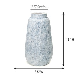 Blue Marble Effect Ceramic Vase-Textured Stone Finish Flower Holder-Modern Decorative Vase-Coastal Home Accent-Distressed Pottery-Tall Elegant Centerpiece [18" W X 8.5" H]