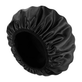 Airniese Shower Cap,Reusable Double Layer Shower Cap,Silky Satin Waterproof Bath Caps for Long Short Hair (Black)