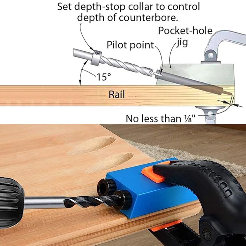 Pocket Hole Jig 14Pcs Kit - Woodwork Guides Joint Angle