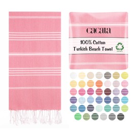 Cacala Lightweight and Thin Turkish Beach Towel 100% Cotton Sand-Free and Quick-Drying Goodness Perfect as an Extra Large Travel Towel, Beach Accessory, or Gift for Beach Lovers, 37 x 70