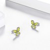 Green Butterfly Studs Earrings Women 925 Sterling Silver Animal Butterflies