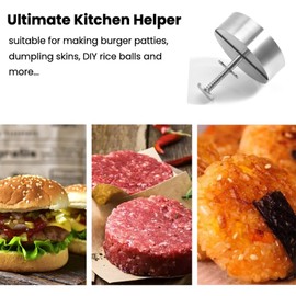 304 Stainless Steel Hamburger Press Patty Maker, Food Grade 4.45" Burger Press, Burger Smasher for Meat Beef BBQ and Homemade Hamburger