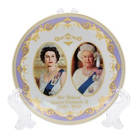 The Leonardo Collection Her Majesty Queen Elizabeth II Commemorative Plate with Stand Souvenir Memorabilia12cm, White, Diameter 12cm