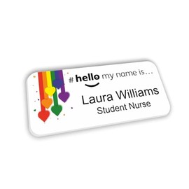 Hello My Name is Name Badge 76 x 32 mm Rainbow Arrow Hearts Doctor Student Doctor GP Healthcare Assistant Nurse Practitioner Clinical Medical