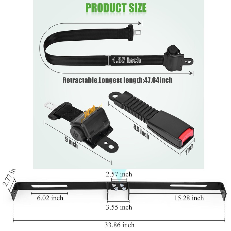 10L0L 2 Passenger Universal Golf Cart Seat Belt Bracket Kit