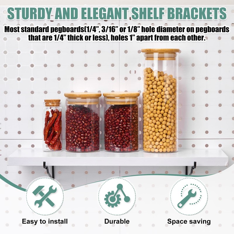 Qunclay 8 Pack Pegboard Shelf Set Wooden Shelves with Metal