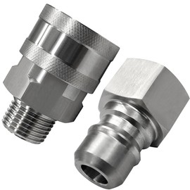 Beduan Pressure Washer Fitting Stainless Steel 1/2 NPT (Threaded Dia. is 0.84") Quick Connector Coupler Socket Adapter with a QC Plug Female NPT Threaded 5000 PSI