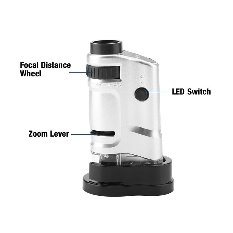 Mini Microscope, 20X-40X Zoom LED Illuminated Mini Pocket Microscope with