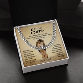 FG Family Gift Mall To My Son From Mom, Son Gifts From Mom and Dad, Mother and Son Necklace, Stainless Steel, Cubic Zirconia