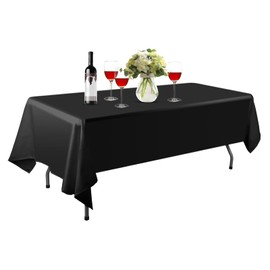 EMART Rectangle Tablecloth, 60 x 84 inch Black Table Clothes for 6 Foot Rectangle Tables in Polyester Fabric for Dining Party Wedding (2 Pack)