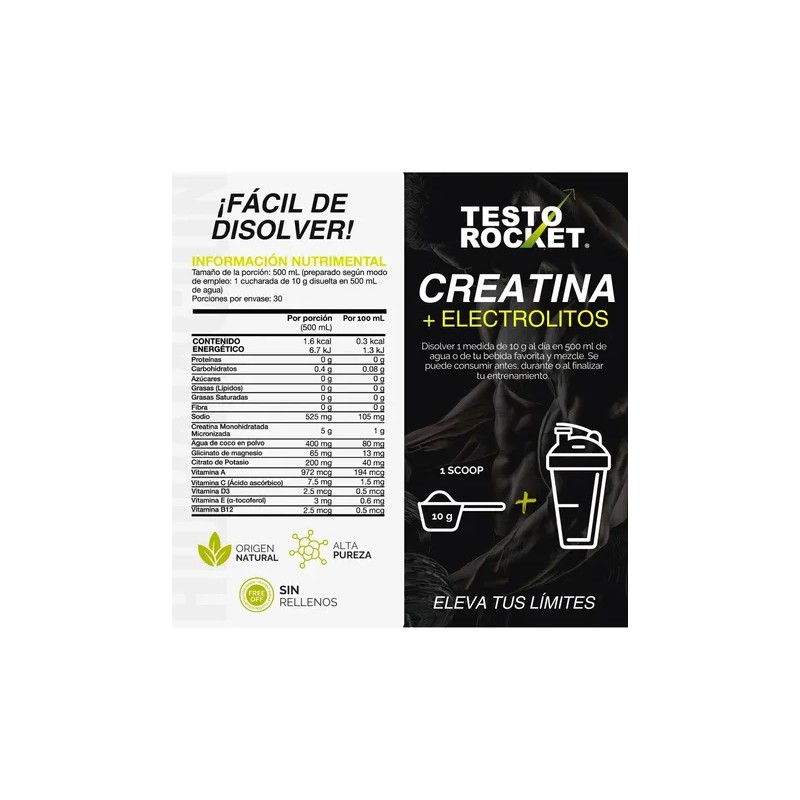 Creatina Monohidratada Electrolitos 100 Alta Pureza Micronizada Hidratacion Rendimiento Muscular