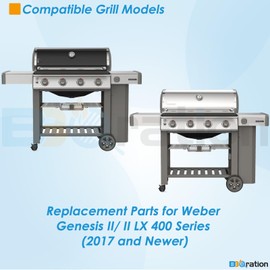 BBQration Grill Parts for Weber Genesis II 400 Series, 66033 Flavorizer Bars and 66041 Heat Deflector 67490 Burner Kit for Weber GS4 Genesis II 410 & II LX 440 Grills for Weber Genesis GS4 Parts