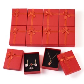 Cheriswelry 12Pcs Red Gift Box 2.64"x3.43" Small Gift Box with Lid Valentines Mother’s Day Wedding Decorative Box for Necklace Earring Bracelet Ring