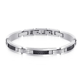 LUCKY2+7 Mens Bracelet 316L Stainless Steel Carbon Fiber– Adjustable Size, Mens Jewelry Elegant Bracelet for Men SL-16