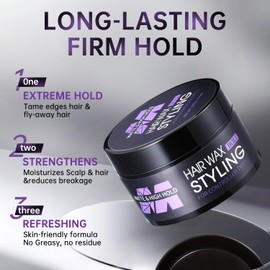 BOLI Hair Styling Wax for Men, All Day Strong Hold Gel, Texturizing & Matte Finish, Styling Pomade for Medium, Thick, Straight, or Wavy Hair (100g)