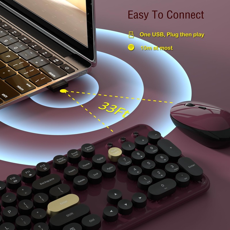 Links9+ Wireless Keyboard and Mouse Combos, Retro Keyboard and Mouse