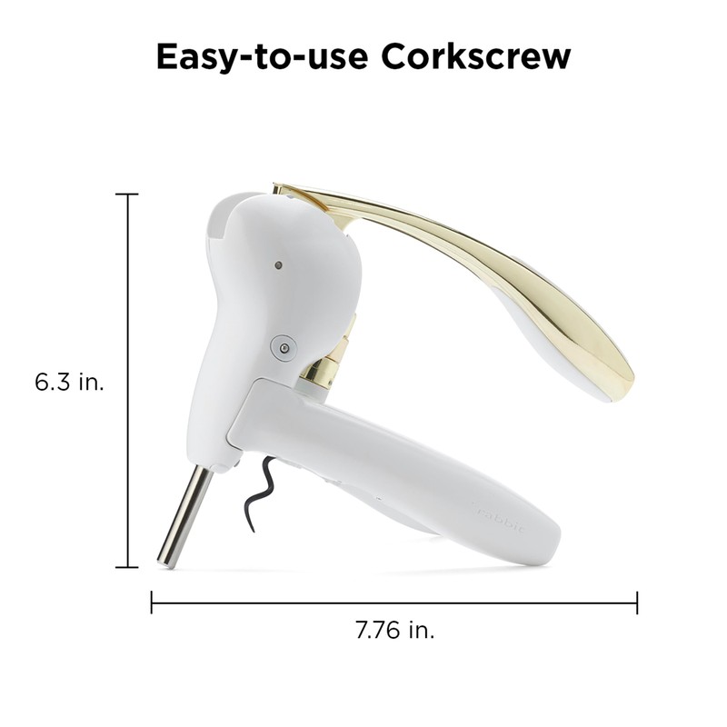 Rabbit Wine Opener, 7.8x6.3, White