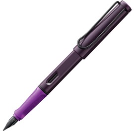 Lamy Safari Violet-Blackberry Fountain Pen with Ergonomic Handle and Black Steel Nib in Width M - Robust ASA Plastic - Includes T 10 Blue Ink Cartridge, Right-Handed