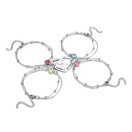 PiercingJak 4 Pcs Puzzle Piece Bracelet Set for Family Best Friend Stainless Steel Best Friends Forever Anklet Bracelet BFF Matching Heart Pendant Friendship Jewelry for Women