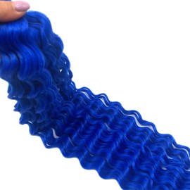 Ocean Water Wave Crochet Hair Blue Boho Curly Braiding Hair for Crochet Braids 24 Inch Deep Wave Crochet Hair Curly for Black Women Goddess Synthetic Wavy Blue Braiding Hair Extensions