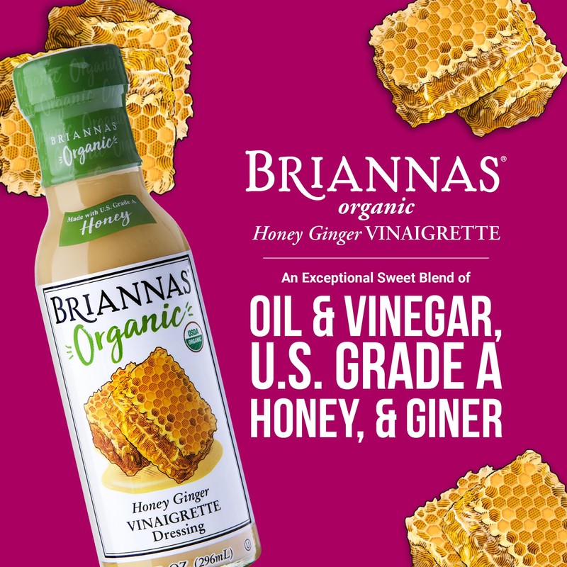 BRIANNAS - Organic Honey Ginger Vinaigrette Dressing - Certified Kosher
