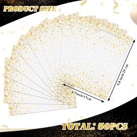 Pasimy 50 Pcs White and Gold Party Favor Gift Bags Die Cut Plastic Treat Goodie Merchandise with Handle for Birthday Party Wedding Bridal Baby Shower Christmas New Year Gift Supplies (Classic)