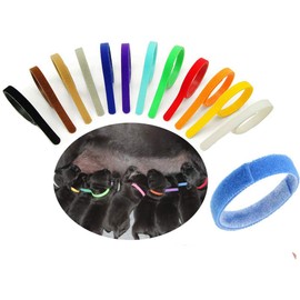 Sowaka12 Pcs Puppy Whelping Collars Multicolor Adjustable Double Sided Reusable Comfortable Soft Fabric ID Bands for Small Dogs Pet Cat Newborn Kittens Litter (12 Color)