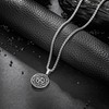 Crafted Compass Coin Necklace with Wheat Chain for Men, Mens