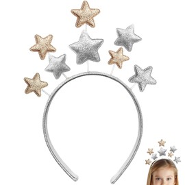 VZXQX Christmas Stars Headband Glitter Gold Silver Stars Headband for Women Girls Christmas Hair Accessories Star Hair Band for Birthday Party Festival