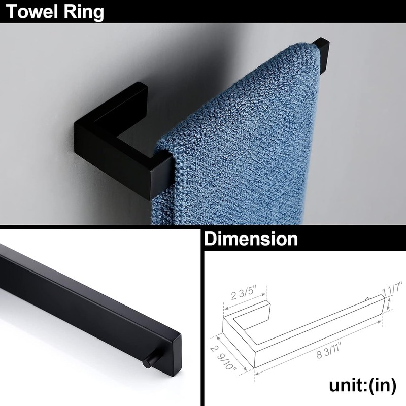BAGNOLUX Matte Black Bathroom Hardware Set 4 Pieces, Bath Towel