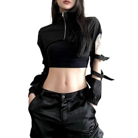 Ypser Reflective Rave Top Crop Top Shrug Techwear Shirt Rave Outfits For Women