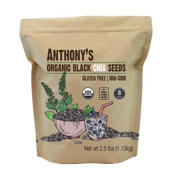 Anthony's Organic Chia Seed, 2.5 lb, Gluten Free, Vegan, Keto Friendly