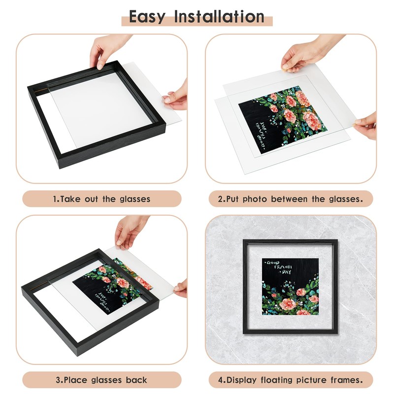 MUYE 5x7 Floating Frames Set of 2,Double Glass Picture Frame