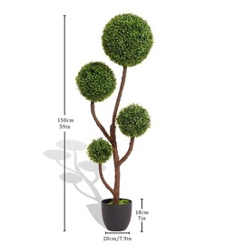 5ft Artificial Boxwood Topiary Ball Tree - Faux Greenery for Indoor & Outdoor Decor