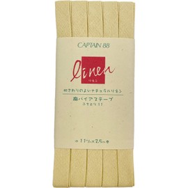 CAPTAIN88 CP125-24 Captain Linen Linen Bias Tape, Border, 0.4 in (11 mm) Width x 9.6 ft (2.5 m) Roll #24, Yellow