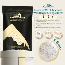 Lifestance Lifestance Cream 1134g Wax Beads, Coarse Hair Removal Formula, Hard Wax Beads for Brazilian Bikini - Legs - Underarm- Private Part, Waxing Beads with 10 Applicators for Wax Warmers