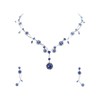 Faship Gorgeous Blue Rhinestone Crystal Floral Necklace Earrings Set -