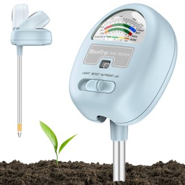 4-in-1 Soil Moisture Meter, Moisture Meter for Plants, Soil Ph Meter, Tester for Moist, Light, Nutrients, pH, Great for Garden, Lawn, Farm, Indoor & Outdoor Use，No Battery Required, Blue
