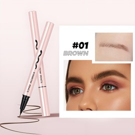 Waterproof Magic Eyebrow Pen with Razor & Scissors – Smudge-Proof Brow Tint Marker for Naturally Defined, Fine Hair-Like Strokes – Long-Lasting Liquid Brow Pencil – Brown