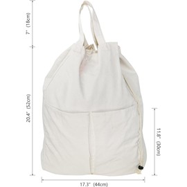 Pack of 2, 100% Breathable Cotton Canvas Laundry Backpack with Drawstring Closure, Laundry Bags with Shoulder Straps & 2 Handles, Washable in Machine & Dryer