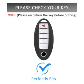 for Nissan Leather Key Fob Cover with Keychain ,Premium Leather Key Case Protector Compatible with Altima Rogue Sentra Pathfinder Armada Maxima Murano (Black)