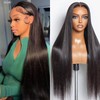 HeartYue Lace Front Straight Wigs Hair Pre-Plucked Black Straight Wig