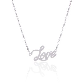 HUAN XUN Stainless Steel Word Necklace Family Best Friend Couples Jewelry, Love