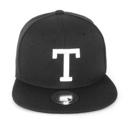 JOHNNY CHICOS Letter Cap, Letter A B C D E F G H I J K L M N O P Q R S T U V W X Y Z Cap in One Size Unisex Adjustable Size Men Women Teenagers, T