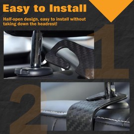 LEONTOOL Set of 4 Car Seat Headrest Hooks, Car Hooks, Car Hooks, Car Storage Hooks, Car Seat Hooks, Car Hooks, Car Hooks, Load Capacity 66.1 lbs (30 kg), Convenient Goods, Car Accessories, Easy to